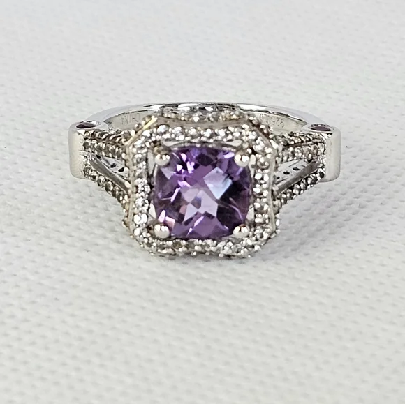 Genuine Carol Brodie Rarities Amethyst & Rubies Sterling Silver Ring Size 9! - Picture 3 of 16